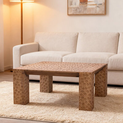 Nordic-style wood coffee table.