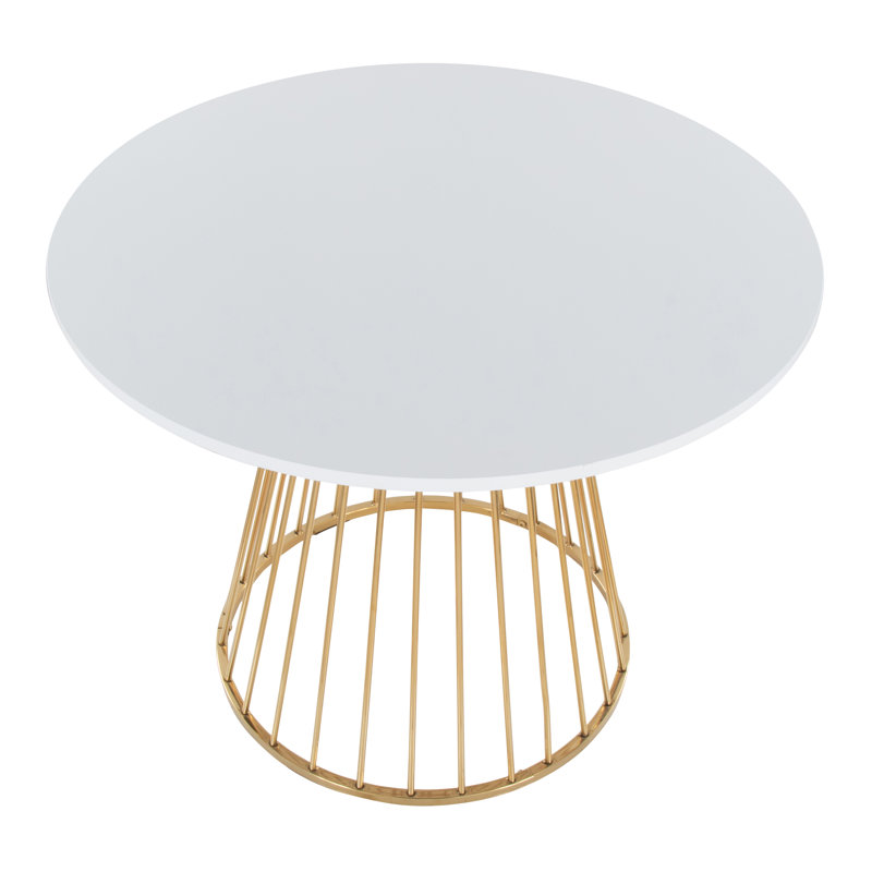 Table de salle à manger Canary Margaret-Beres, Blanc, Or