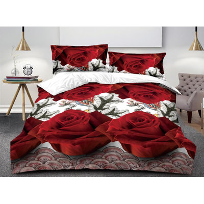 Choi Microfiber Floral Duvet Cover Set with Pillowcases