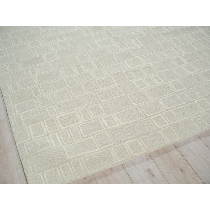 Soho Hand Tufted Wool Abstract Area Rug, Rectangle 12' x 15', Beige/Ivory