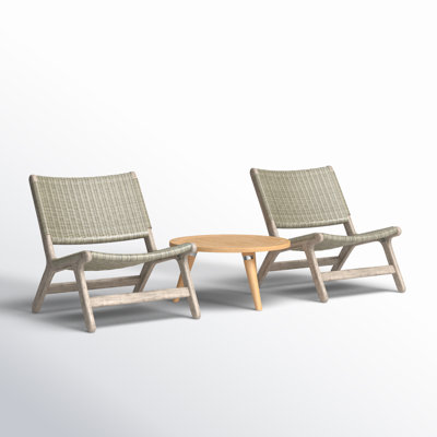 Verge Outdoor 3 - Piece Teak Conversation Set