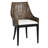 Contoured Rattan Wrapped Back Upholstered Arm Accent Chair