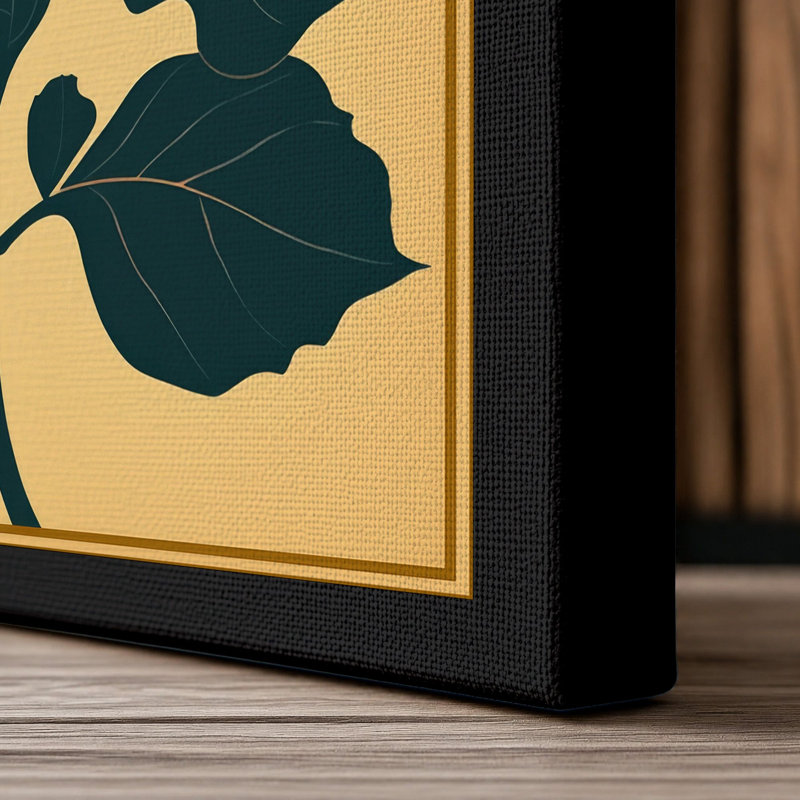 Gilded Bloom Botanical - Wrapped Canvas, 36x24 - 91.4 x 61.0 cm, Black Border