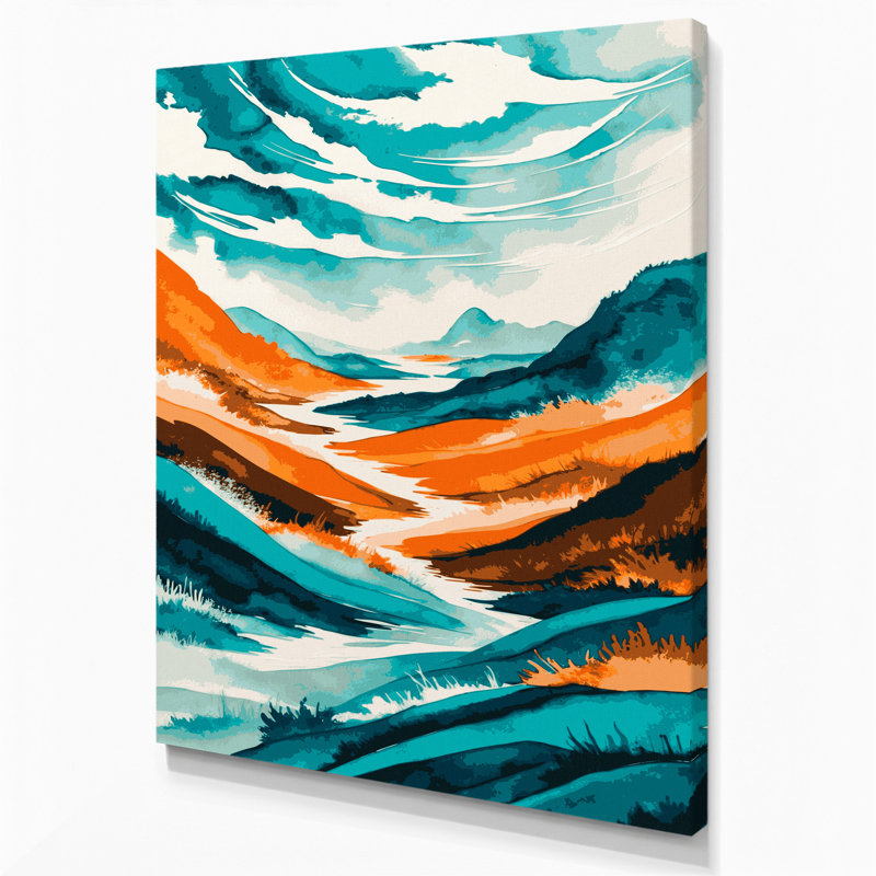 Watercolor Landscape 94 Blue Canvas Wall Art, 12" H x 18" W