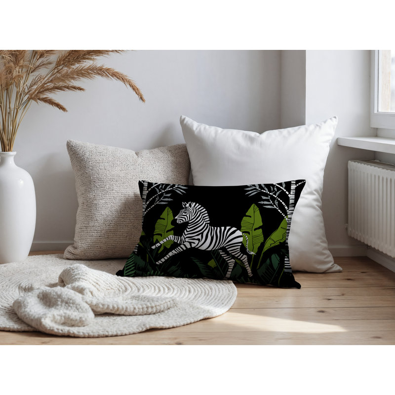Oreiller rectangulaire intérieur / extérieur Asty, Rectangulaire H 14 po x l 20 po, Noir