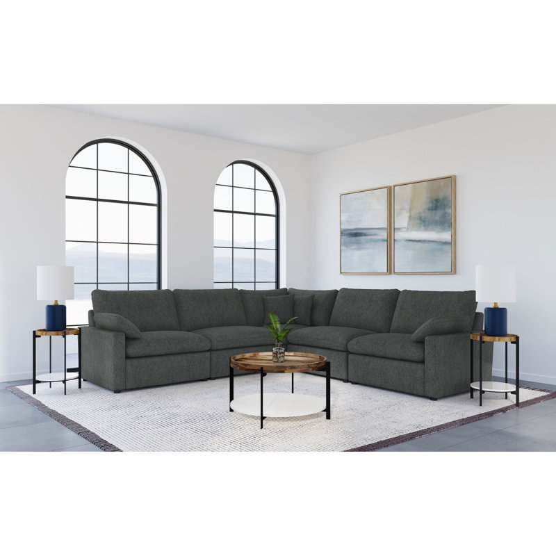 Canapé modulaire inclinable électrique 5 pièces Hollander, Dark Grey Fabric