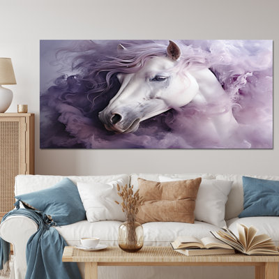 «Purple White Horse Ethereal Essence», art mural sur toile