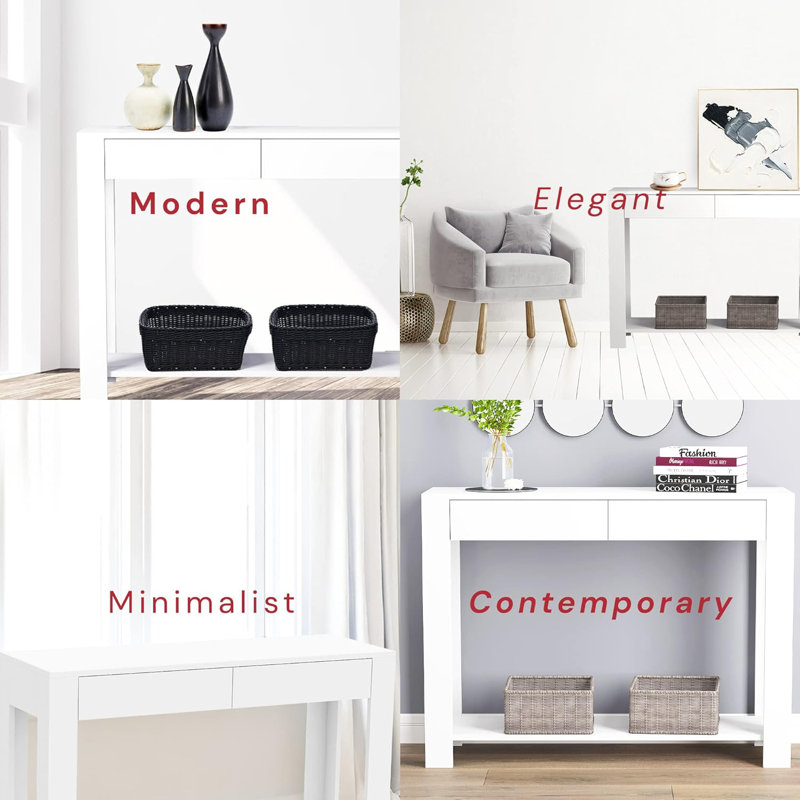 Console Tables For Entryway, Boho Console Table With Drawer And Shelf, Use As Doorway Table, Makeup Desk, Or Accent Furniture For Decorating Foyer, 12 X 40 X 30 Inches
