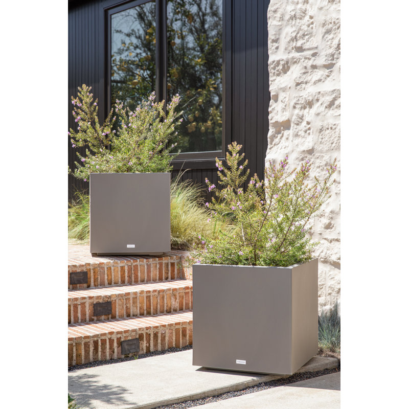 Block Series Cube Planter, Gray, 22.25" H x 21" W x 21" D