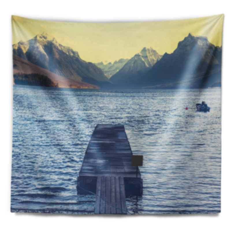 Tapisserie glacier national park lake shore, H 32 po x l 39 po