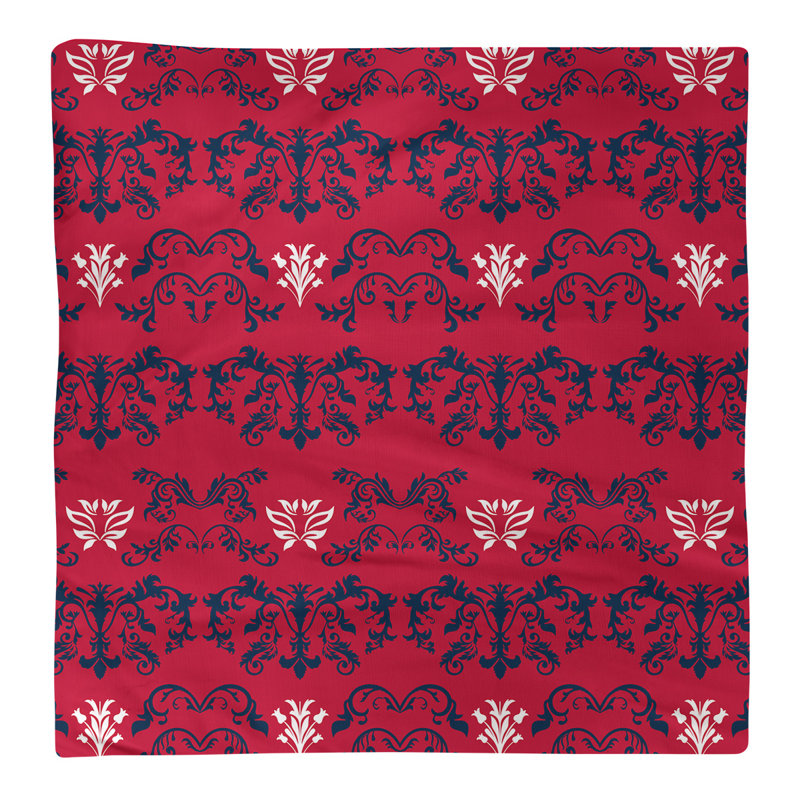Damask Square Napkin, Nautical Blue/Red/White, Cotton, 22" W x 22" L