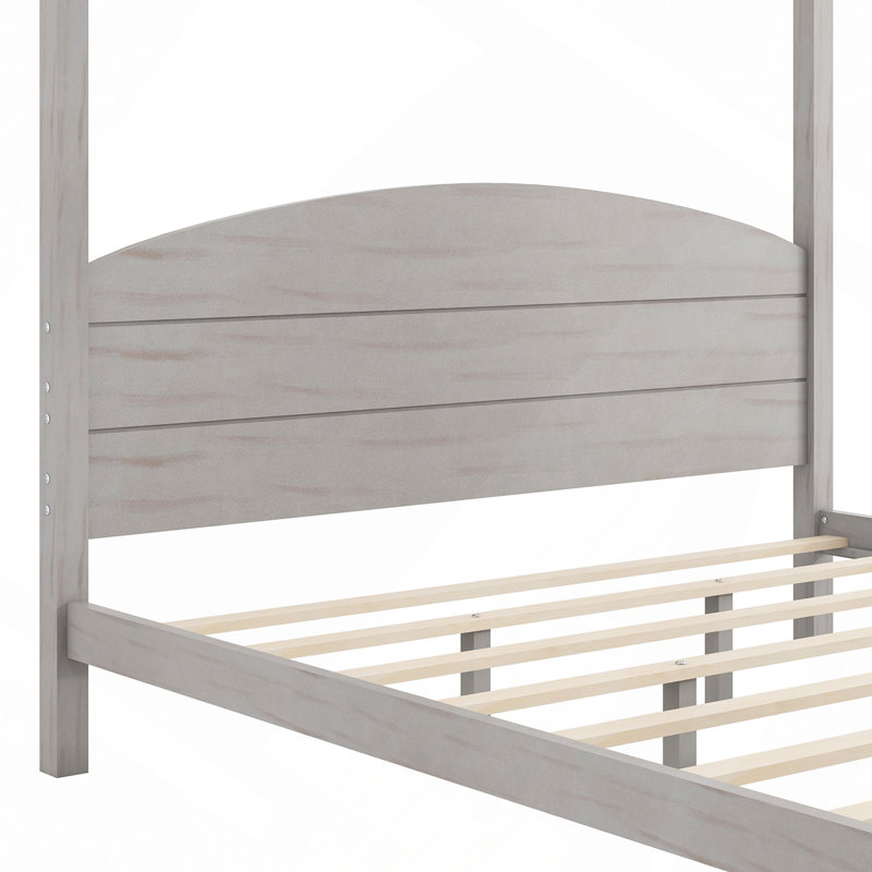Très grand lit plateforme à baldaquin avec tête de lit et pieds de support