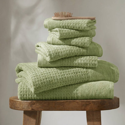 Quick Dry Bath Towels, 6 Piece Combed Cotton Waffle Modern Home Set