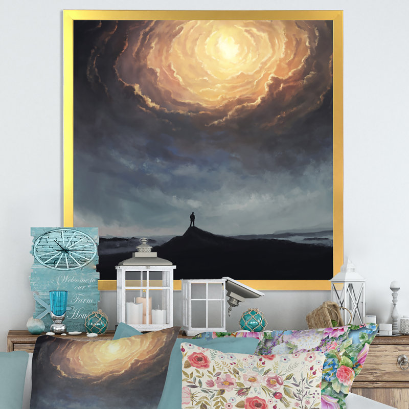 Voie religieuse à travers le ciel - Art mural sur toile traditionnel, H 36 po x l 36 po x P 1,5 po