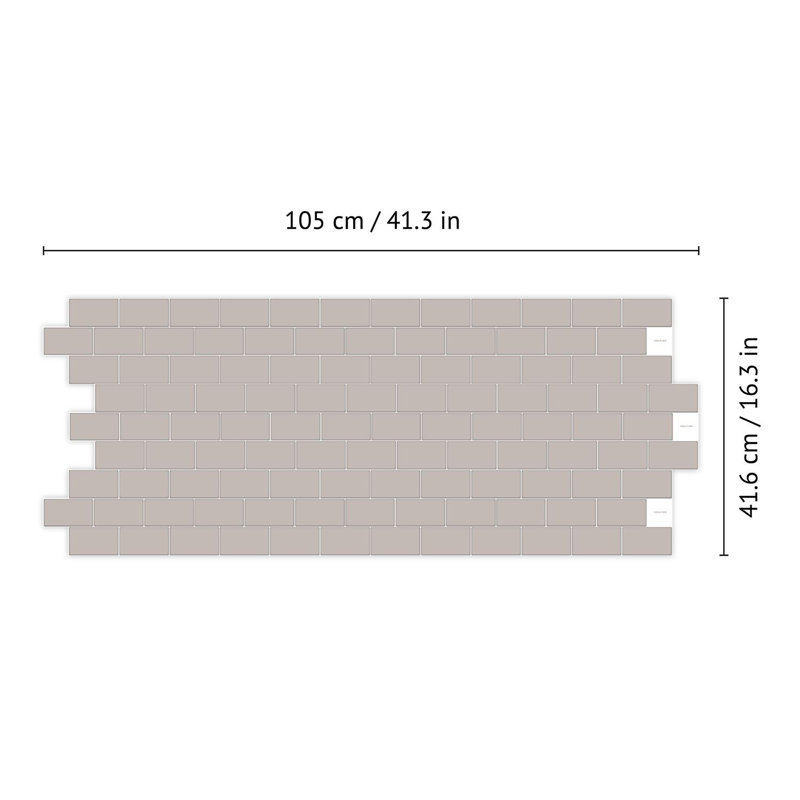 14cm W x 28cm L Aluminum Peel and Stick Subway Tile, Grey
