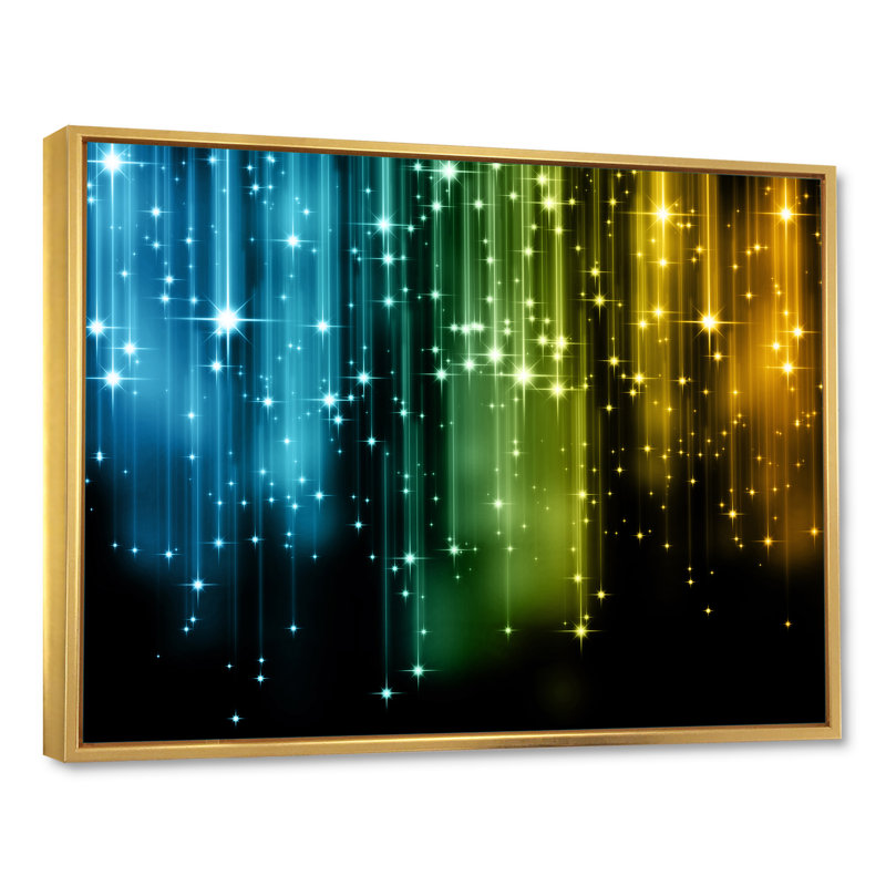 «Glowing Lights Matrix Art», reproduction sur toile, H 24 po x l 36 po x P 1 po, Cadre flottant doré
