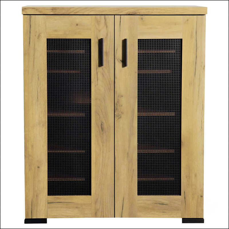 Armoire d'appoint en chêne doré et filet noir
