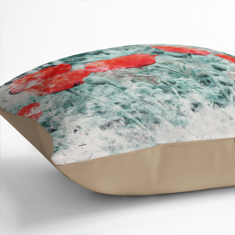 Field of Poppies Vol.4 Watercolour Scatter Cushion, Stone, 40cm H x 40cm W x 15cm D