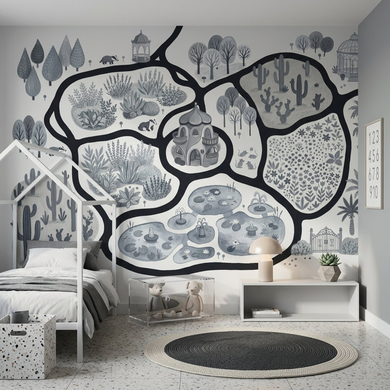 Murale de papier peint mural amovible, 120 po x 96 po, Peler et coller
