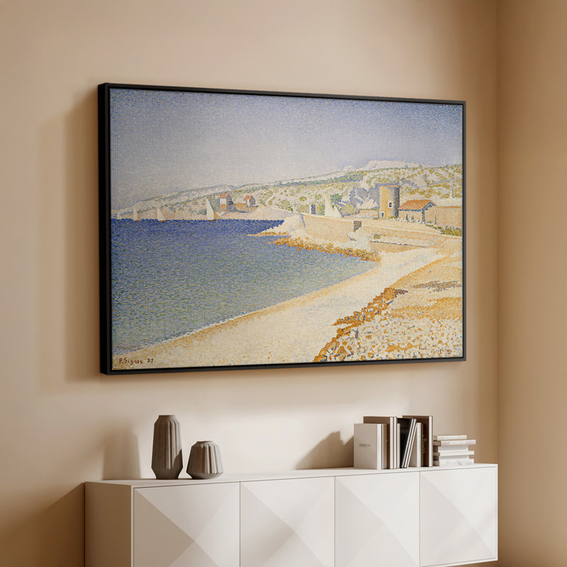 La jetée à Cassis, Opus 198, 1889 - Paul Signac, toile tendue avec châssis, 26 x 40, Noir