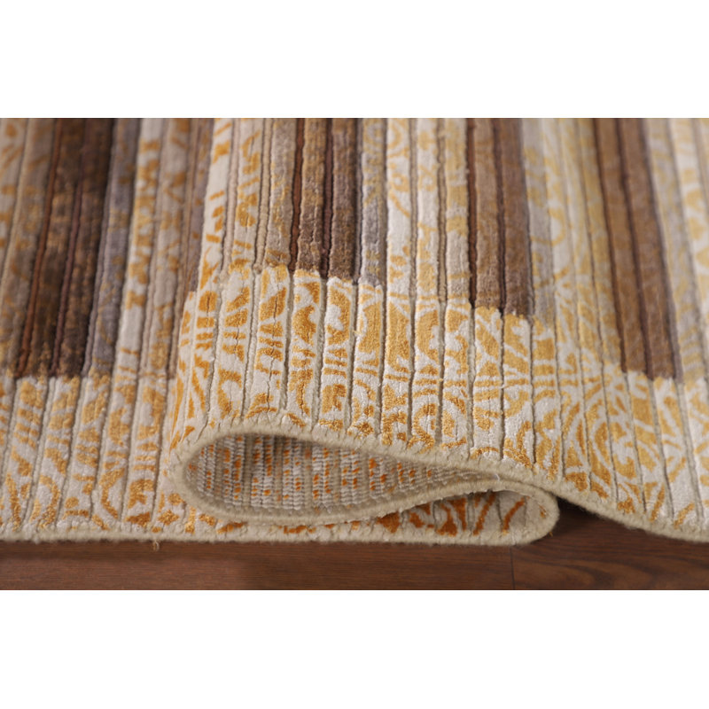 Tapis jaune moderne abstrait 3 x 5