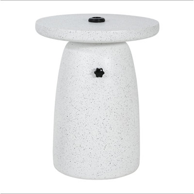 Tess Outdoor Patio Side Table Umbrella Base  With Sand-Filling Design, White Marble