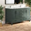 Meuble-lavabo moderne vert avec lavabo et rangement, bois d'hévéa, pour la maison