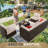 6 Piece Wicker / Rattan Outdoor Sectional Seating Group with Cushions-109309897