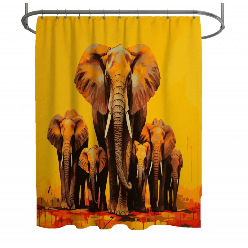Elephant Animal Shower Curtain, 73"H x 70"W