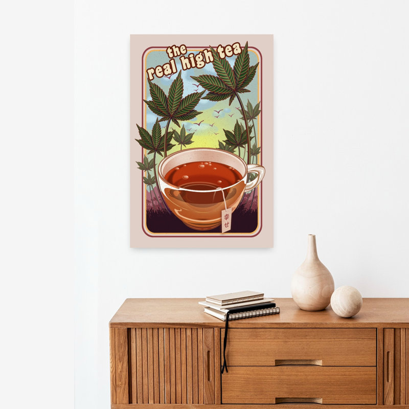 «Real High Tea», paysage contemporain abstrait, art mural, H 24 po x l 16 po