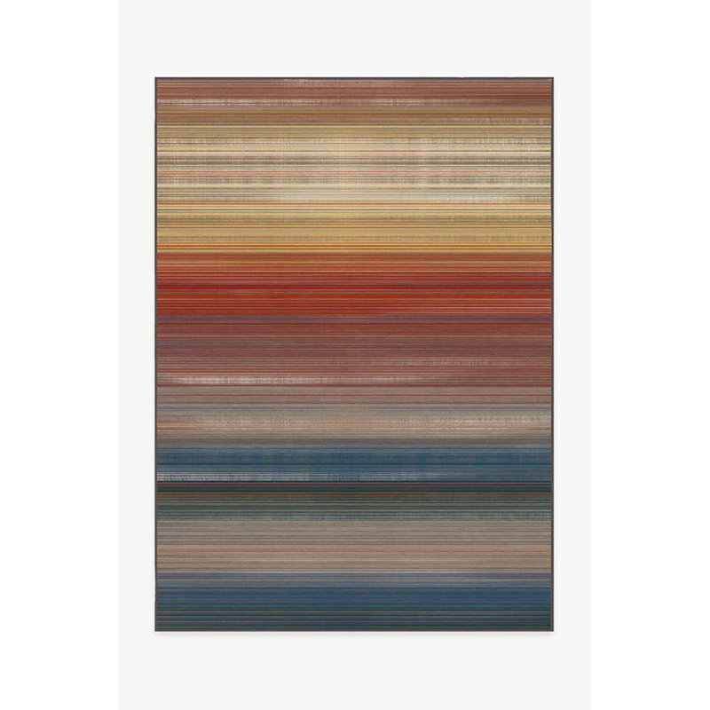 Multi-Colored Striped Woven Base Rug, Runner 3'3.37" x 9'10.11"