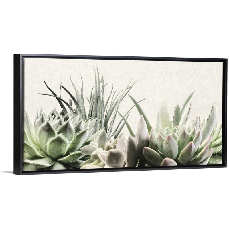 «Soft Succulents II», art mural sur toile, Toile avec cadre noir, H 10 po x l 20 po x P 1,75 po