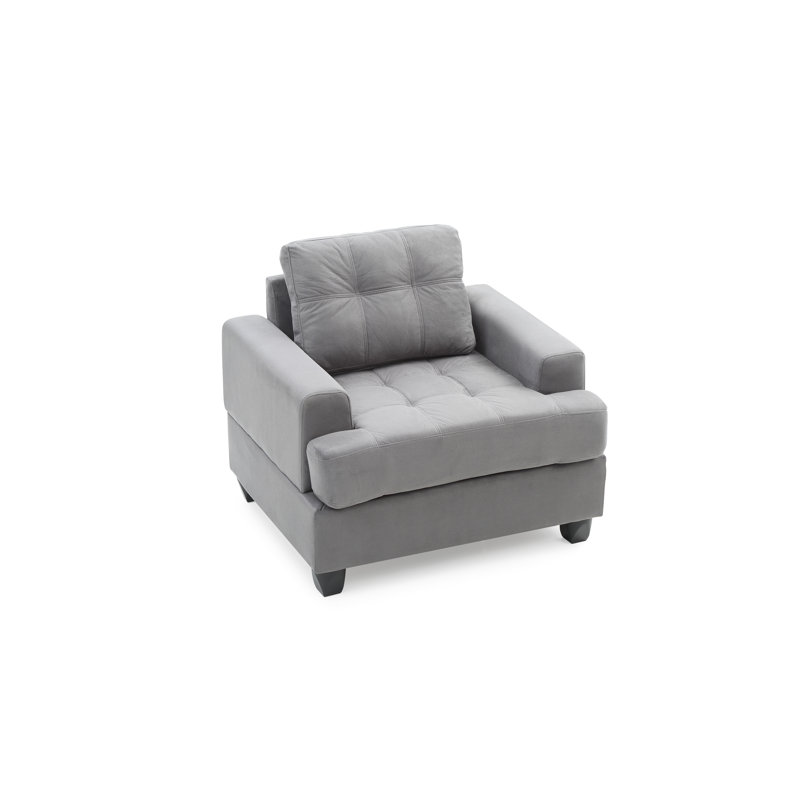 Gilmore 38" Wide Tufted Armchair, Gray Microfiber / Microsuede