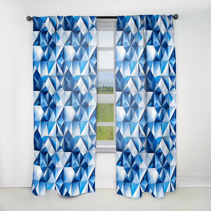 Contemporary Cobalt Tessellations Geometric - Rideau obscurcissant géométrique abstrait - 1 panneau, L 52 po x L 90 po