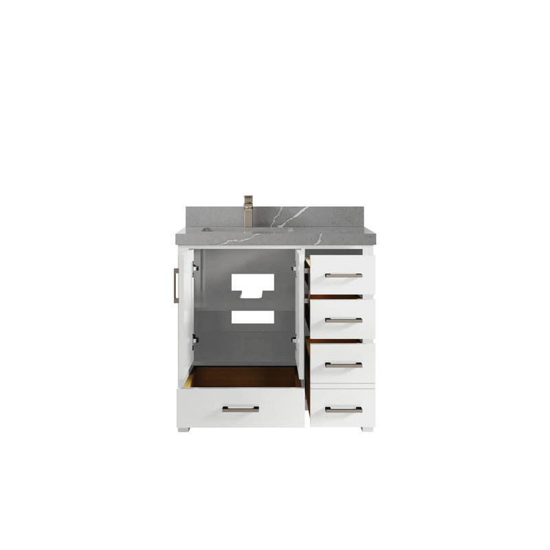 Ensemble de meuble-lavabo simple 36 po Malibu, Gris Piatra