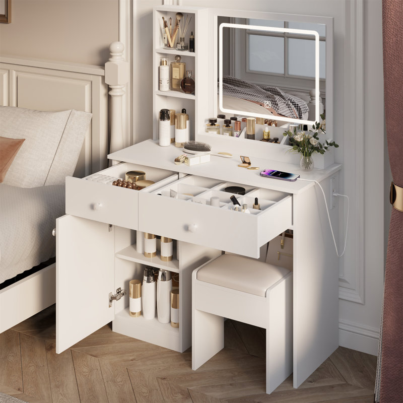 Bureau de coiffeuse avec miroir et lumières pour le maquillage Fashion