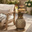Whimsical Pineapple Shaped Accent Side Table With Tempered Glass Top For Indoor And Outdoor Decor Use