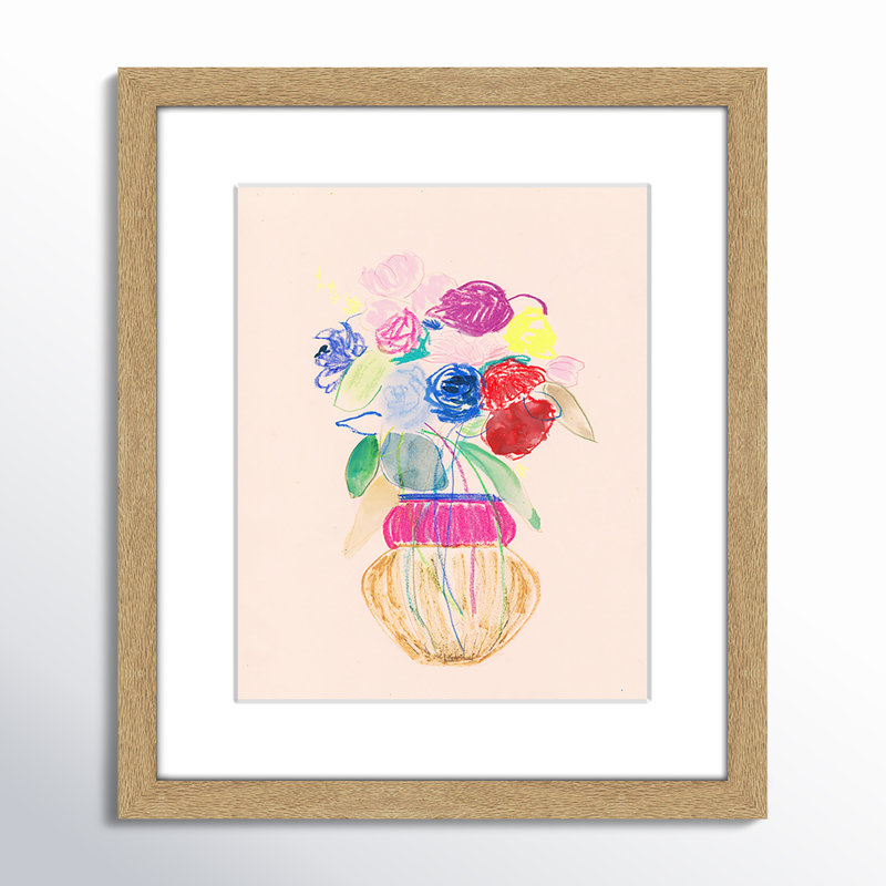«Simple Floral II» par Bea Dina, Papier avec cadre naturel naturel, Blanc, H 15 po x l 13 po x P 1,25 po