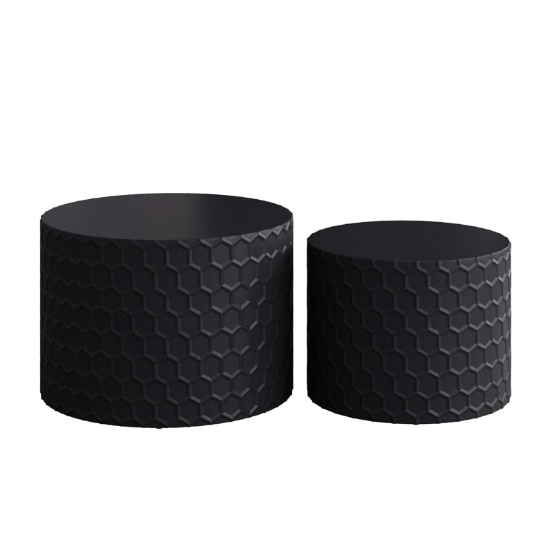 Stylish And Minimalist Nesting Coffee Table Set, Black