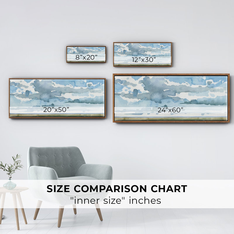 Open Sky Study II- Framed Canvas, 12" H x 30" W