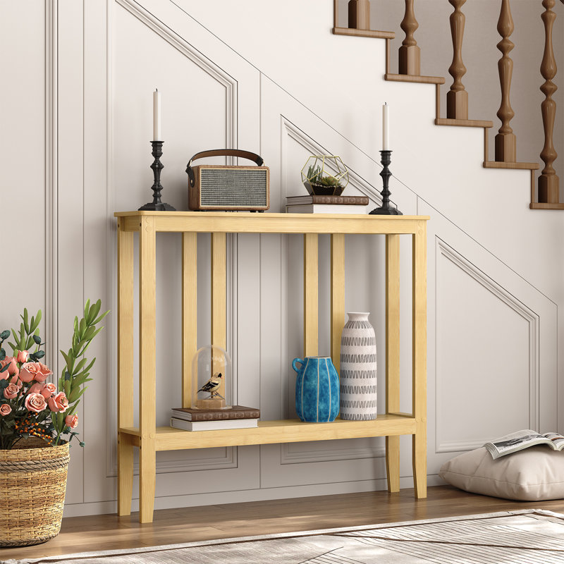 36.2" Bamboo Console Table Sofa Table, Natural