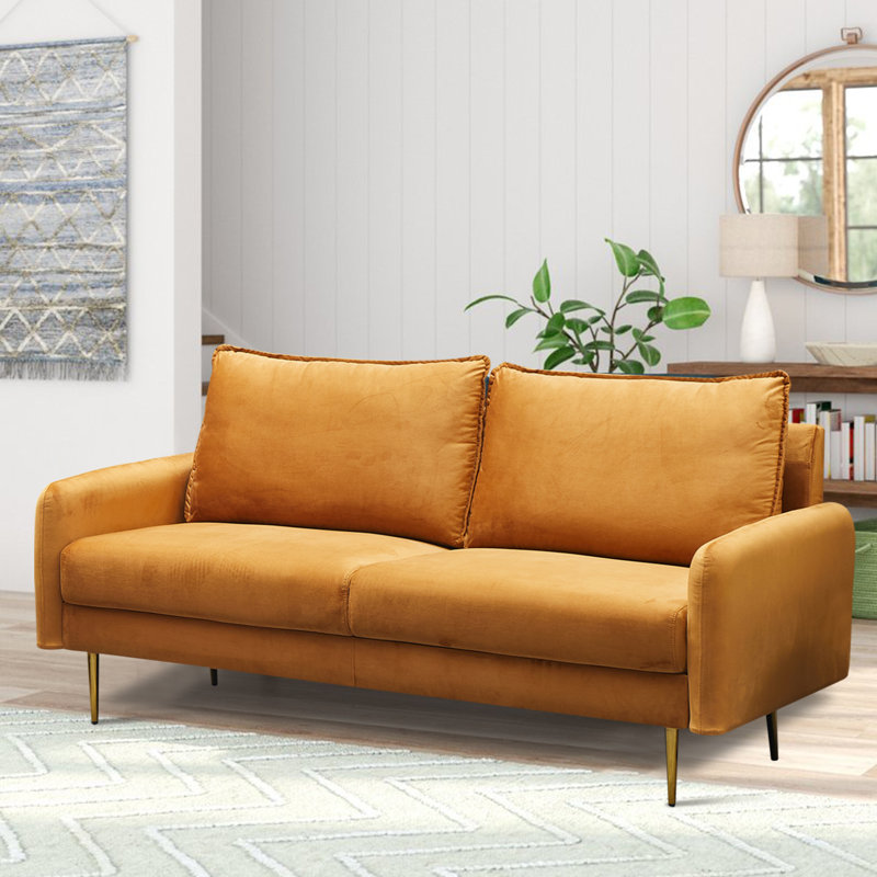 Govany 57.8'' Velvet Loveseat, Ginger Velvet, 34" H x 69" W x 32" D