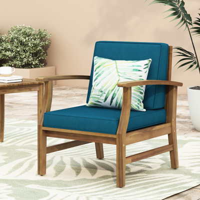 Blue Wood Club Chair, Engineered To Withstand Harsh Outdoor Weather Chair With Construction, Resistance Feature