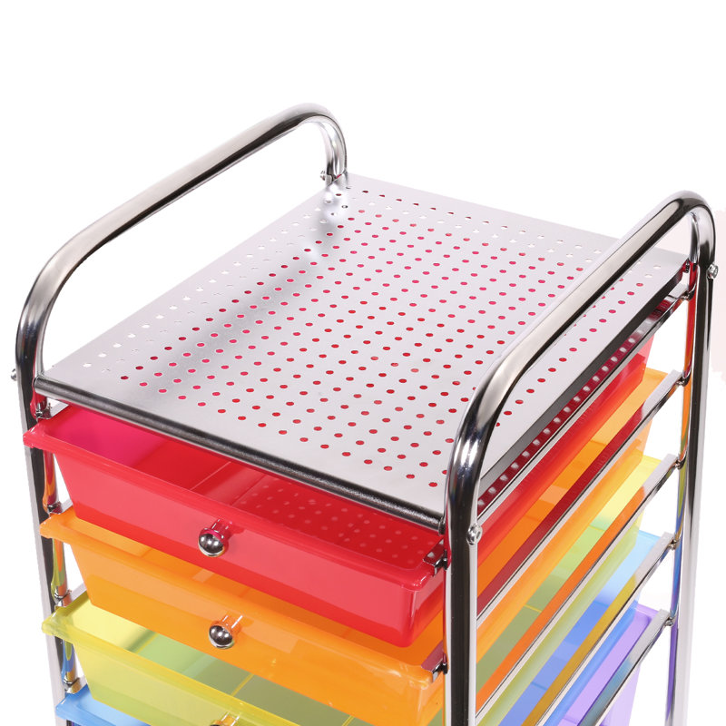Commode de rangement Anarah - Organisateur à 6 tiroirs avec tablette supérieure amovible et roulettes lisses