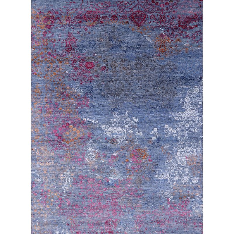 Tapis bleu / rose à motif abstrait Box Stockholm, Rectangle 5 pi x 7 pi