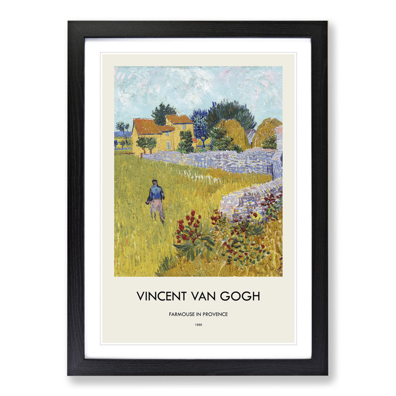 Farmhouse In Provence by Vincent Van Gogh - Single Picture Frame Print, 48cm H x 36cm W x 2cm D, Black Framed