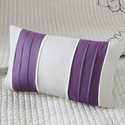 Courtepointe en coton réversible 6 pièces avec coussins décoratifs mauve, mauve / grand lit et tissage croisé riche