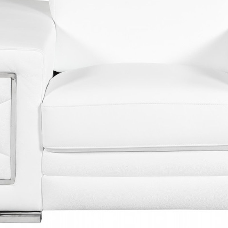  Fauteuil blanc en cuir véritable avec accents argentés, White