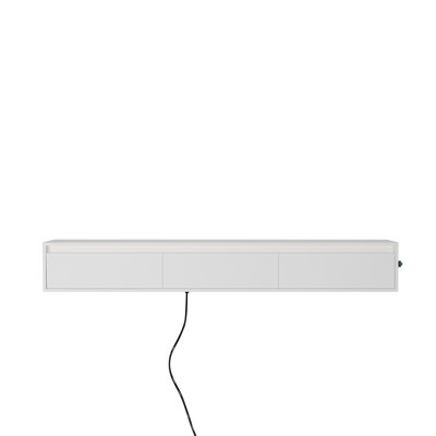 Meuble télé flottant, meuble télé mural avec lumières DEL et prise de courant, meuble télé ultrabrillant pour meuble télé de salon