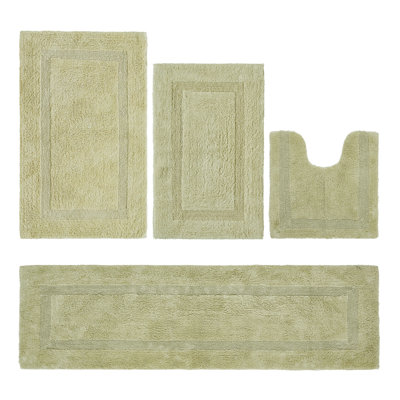 Lux  Premium 100% Cotton 4 Piece Bath Rug Sets, Machine Washable, Super Absorbent & Tufted Weave Reversible Bath Mat for Bathroom, Shower, and Tub, Oeko-Tex Certified Bathroom Rugs